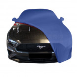 Ford Mustang VI Cabrio Autoabdeckung - Spiegeltaschen - Blau