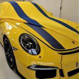 Porsche 911R 991 Autoabdeckung - Maßgeschneidert - Spiegeltaschen -Gelb/Blau