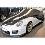 Porsche 911R 991 Autoabdeckung - Maßgeschneidert - Spiegeltaschen -Schwarz/Silver